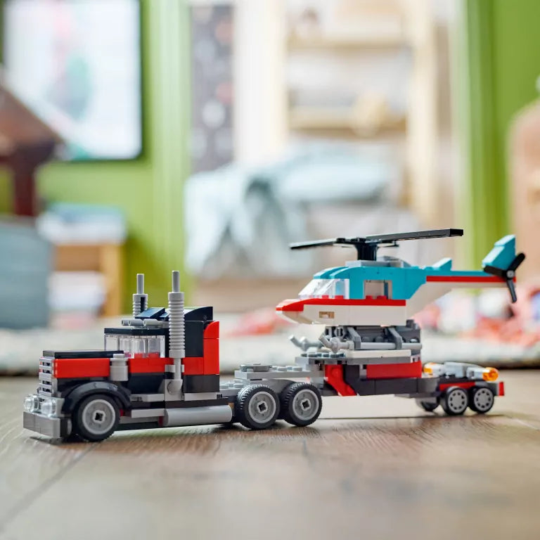 LEGO® Creator. Ciężarówka z platformą i helikopterem 31146