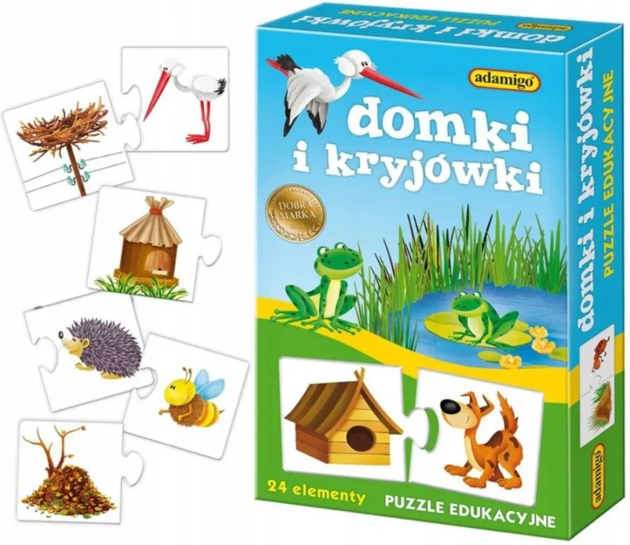 Domki i kryjówki. Puzzle edukacyjne. 24 elementy