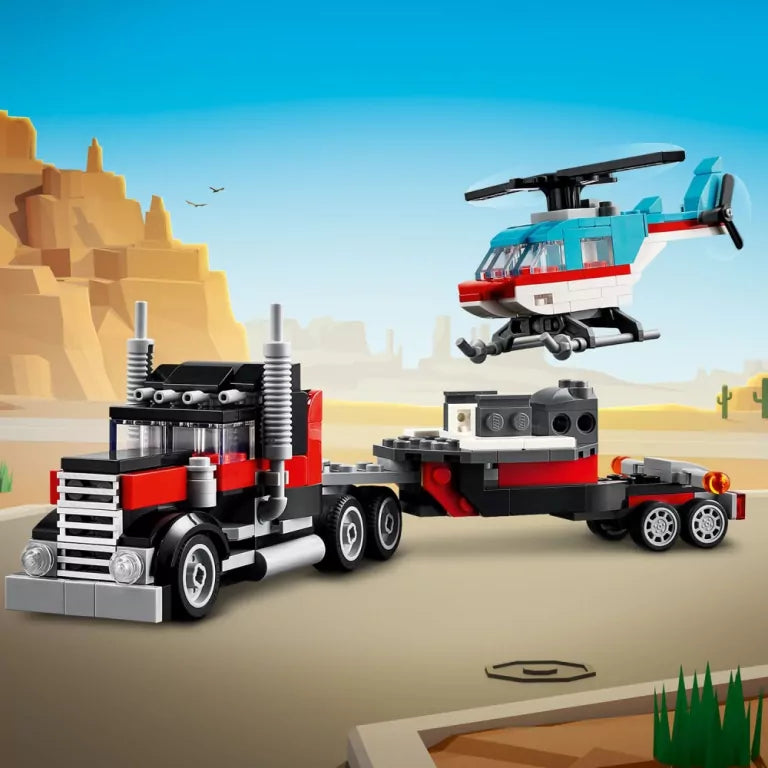 LEGO® Creator. Ciężarówka z platformą i helikopterem 31146
