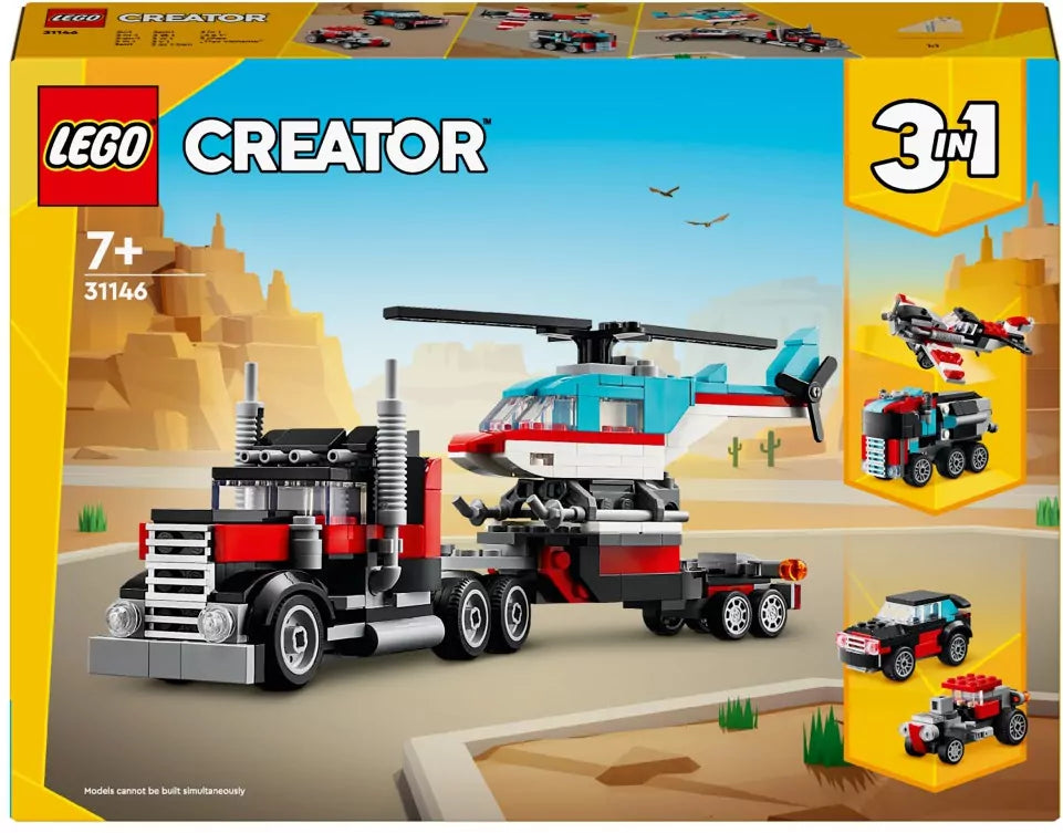 LEGO® Creator. Ciężarówka z platformą i helikopterem 31146